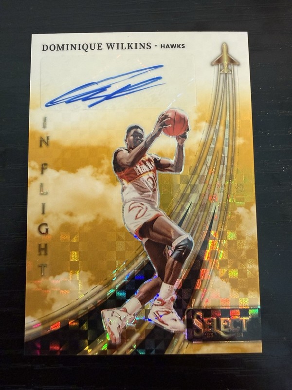 2023-24 Panini Select Gold Prizm Dominique Wilkins Auto /10 Hawks #IFS-WKN