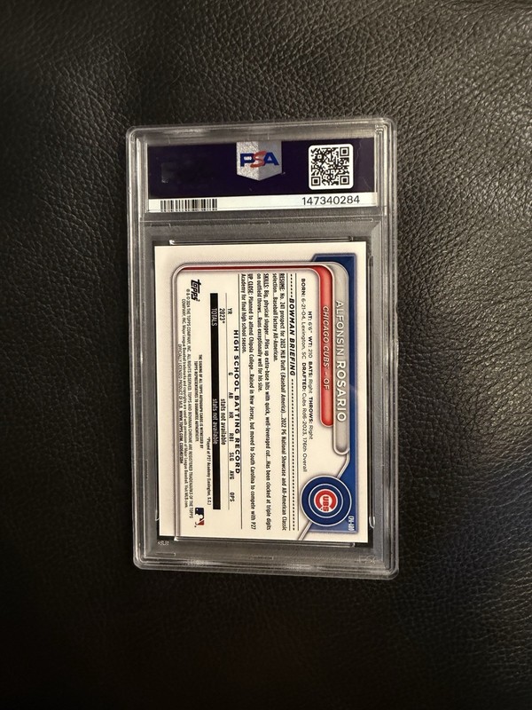 2024 BOWMAN CHROME ALFONSIN ROSARIO FIRST ORANGE SHIMMER AUTO /25 PSA 9 MINT CUB view 2