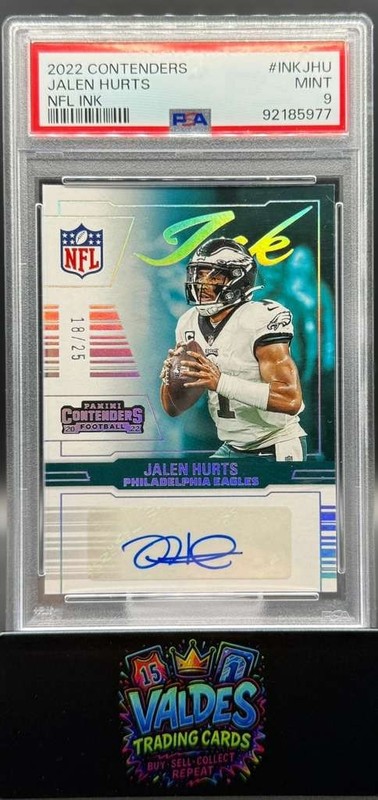 Jalen Hurts 2022 Panini Contenders NFL Ink Auto /25 PSA 9 Mint Eagles #INK-JHU