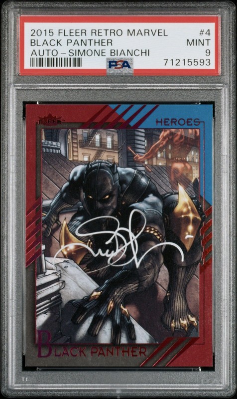 2015 Fleer Retro Marvel Auto #4 Simone Bianchi / Black Panther PSA 9 🔥RARE🔥