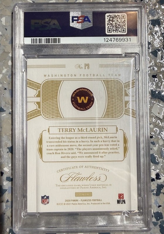 Terry Mclaurin 2020 Flawless Football Game Worn Nike Swoosh Patch Psa 10 /2 view 2