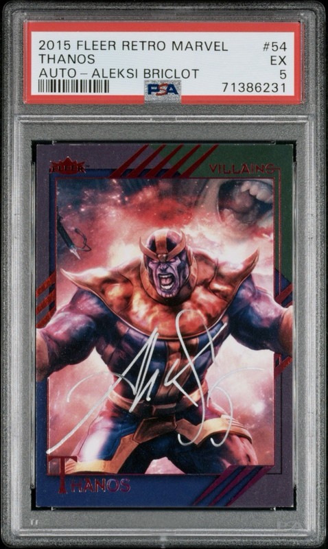 2015 Fleer Retro Marvel Auto #54 Aleksi Briclot / Thanos PSA 5 🔥RARE🔥