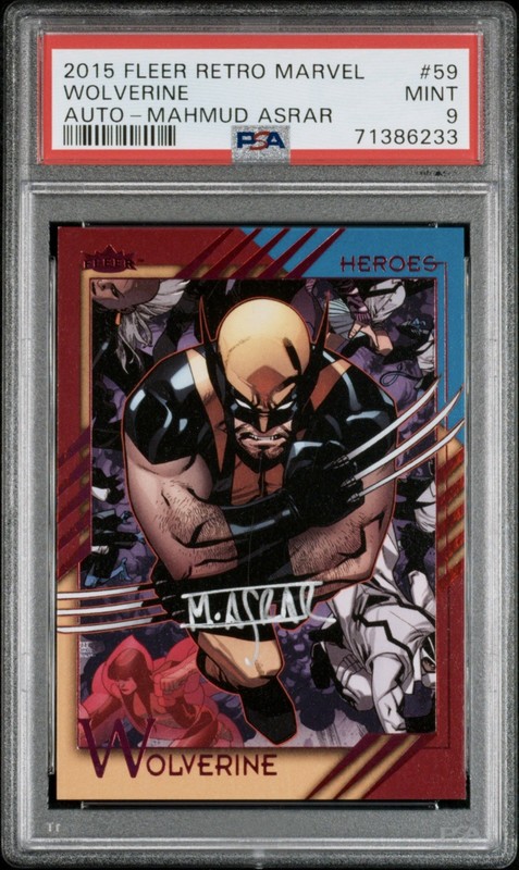 2015 Fleer Retro Marvel Auto #59 Mahmud Asrar / Wolverine PSA 9 🔥RARE🔥