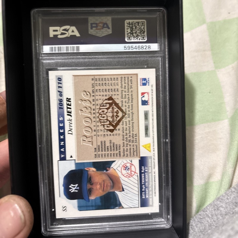 1996 Score Dugout Coll Series 1 Derek Jeter Rookie Artist's Proof PSA 8 NM-MT view 2