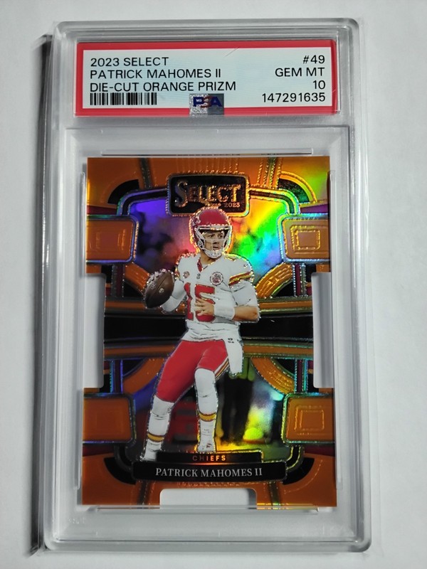 2023 Panini Select Die-Cut Orange Prizm /499 Patrick Mahomes #49 PSA 10