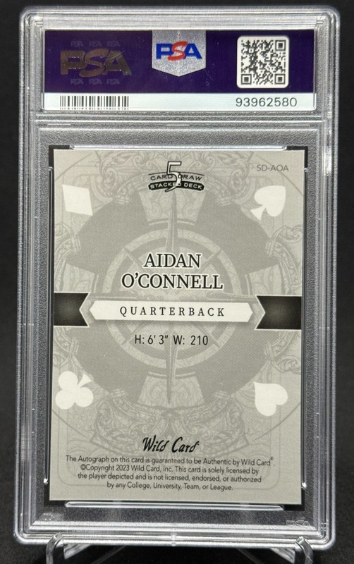 2023 Wild Card 5 Card Draw - Aidan O'Connell - Rainbow Sparkle 1/1 -RC - PSA 8 view 2