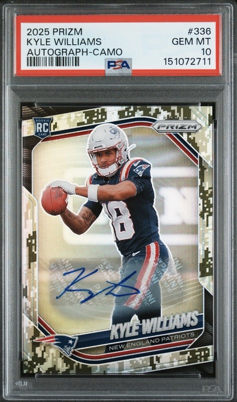 2025 Prizm Football Kyle Williams Camo Prizm Auto #1/25 PSA 10 *POP 1* Patriots