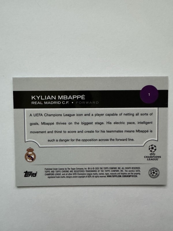 2024-25 Topps Chrome - Kylian Mbappe #1 Wave Refractor view 2
