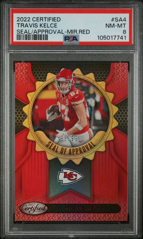 2022 Certified Seal of Approval Mirror Red /99 Travis Kelce #SA-4 PSA 8 NM-MT view 1
