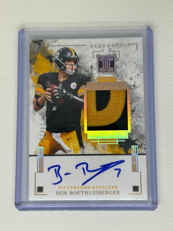 2025 Panini Immaculate Collection Ben Roethlisberger Patch Auto Gold /15 #ERPA-B
