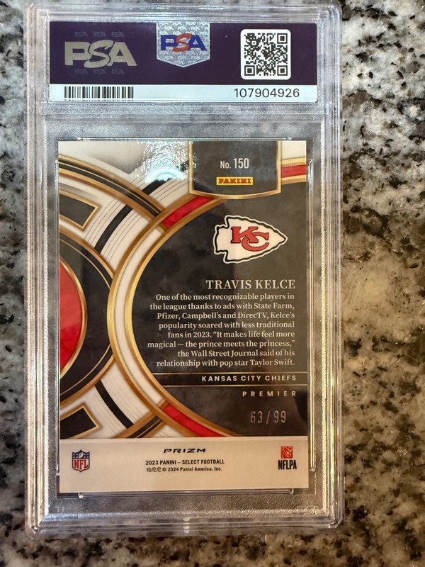 2023 select travis kelce light blue prism psa 9 view 2