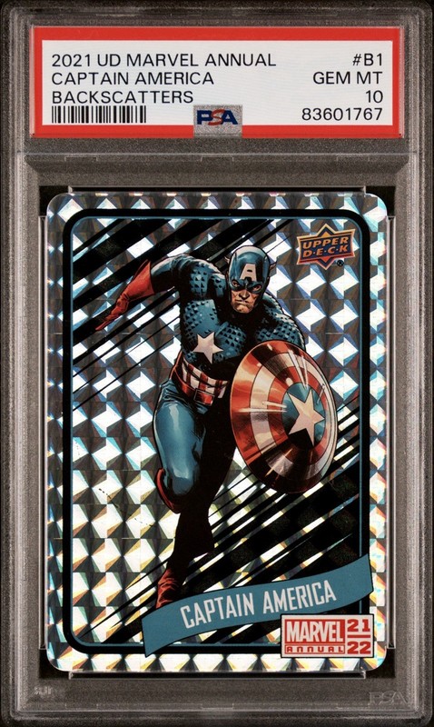 2021 UD Marvel Annual Backscatters #B1 Captain America PSA 10
