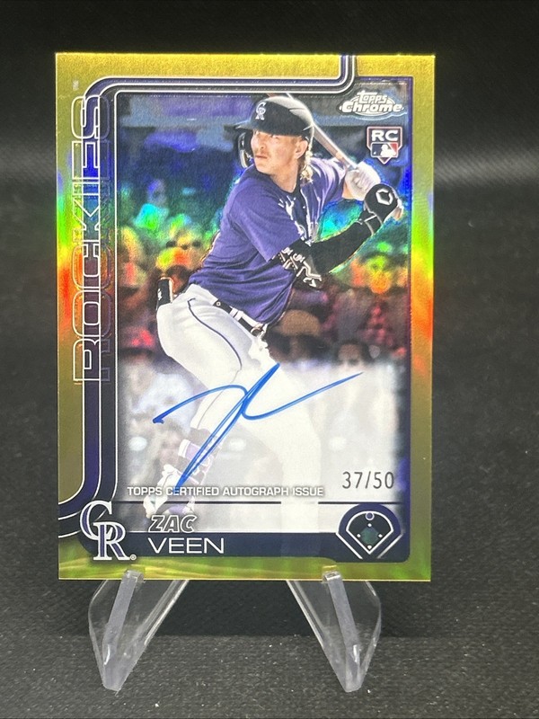 2025 Topps Chrome Update #RA-ZV Zac Veen /50 True Gold Refractor RC Auto Rookie