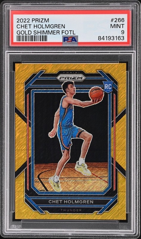 CHET HOLMGREN 2022-23 PANINI PRIZM ROOKIE RC GOLD SHIMMER PRIZM FOTL 10/10 PSA 9