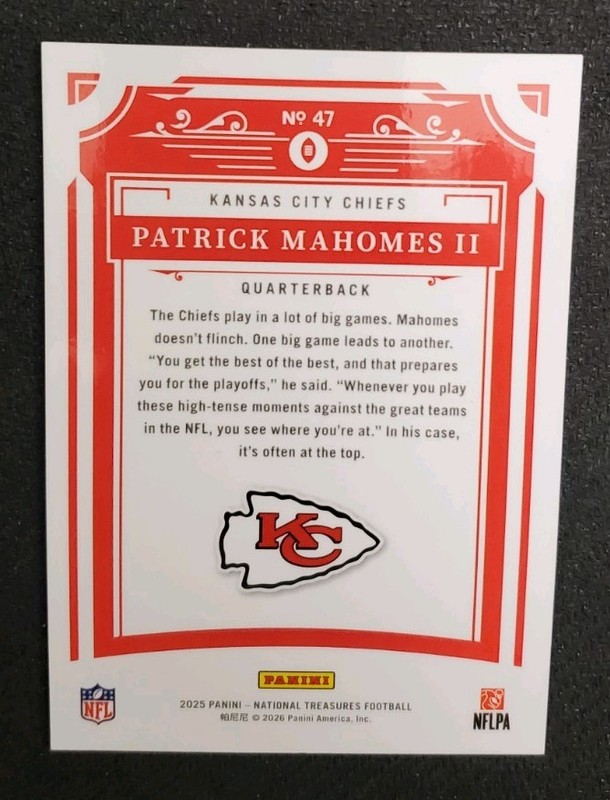 2025 National Treasures Patrick Mahomes  /75 view 2