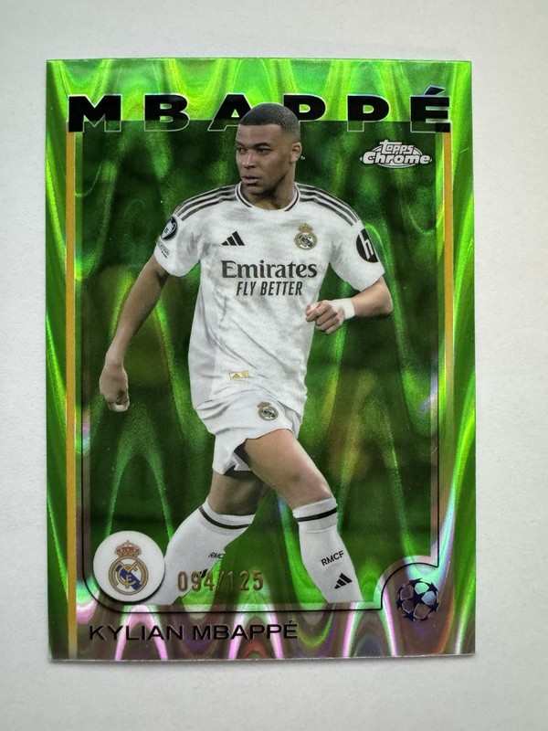 2024-25 Topps Chrome - Kylian Mbappe Neon Green RayWave Refractor /125