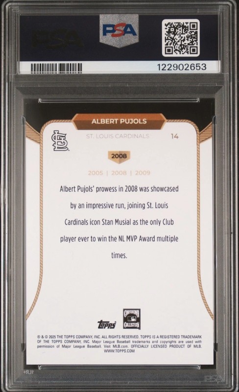 2025 Albert Pujols PSA 9 TOPPS WELCOME TO THE CLUB 3 Times MVP GOLD FOIL /50  view 2