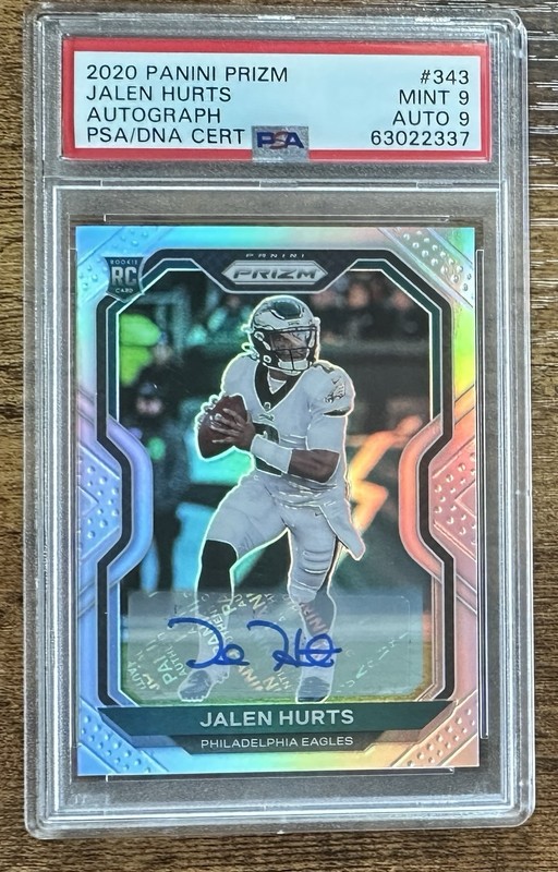 2020 Panini Prizm Jalen Hurts #343 Rookie RC Silver Prizm Auto PSA 9 🦅 🔥
