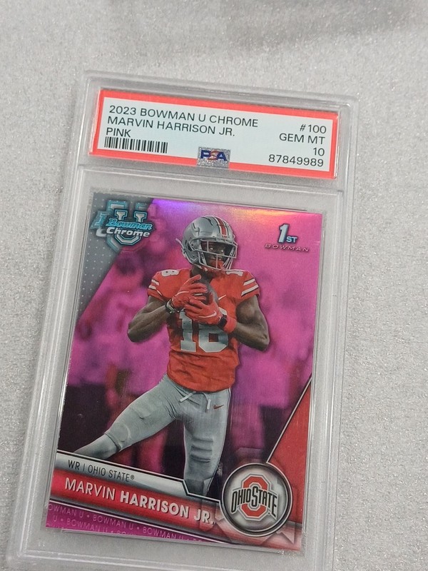 2023 Bowman Chrome U Marvin Harrison Jr 1st Pink Refractor (RC) PSA 10 CARDINALS view 1