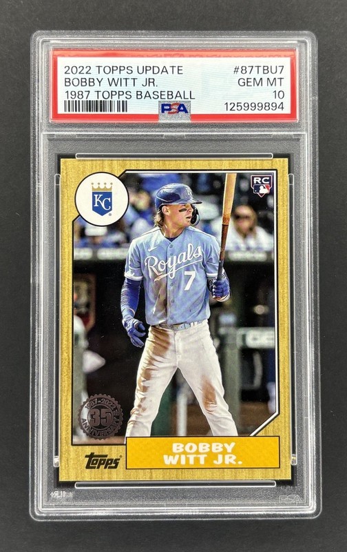 2022 Topps Update Bobby Witt Jr 1987 Topps Baseball PSA 10 #87TBU7 KC Royals RC