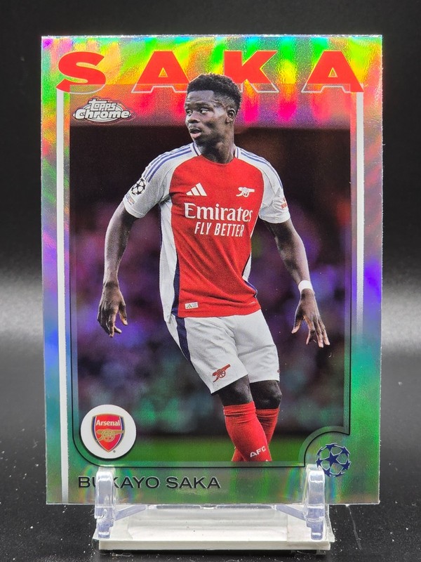 2024-25 Topps Chrome Uefa Club Competitions Bukayo Saka #77 Refractor