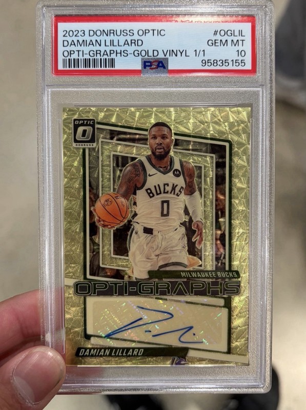 2023 Donruss Optic Damian Lillard Opti-Graphs  Auto Gold Vinyl 1/1 PSA 10 POP1