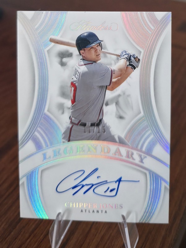 Chipper Jones 2025 Panini Flawless Legendary, Sapphire Autograph card # 11/15