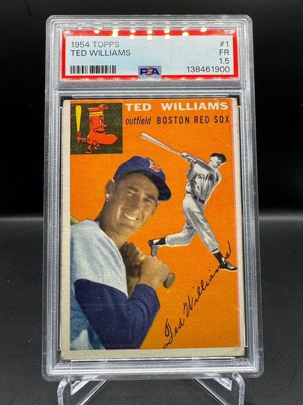 1954 TOPPS!  TED WILLIAMS!  BOSTON RED SOX!  #1   PSA 1.5!  FRESH GRADE!