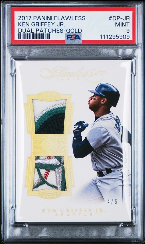2017 Panini Flawless Dual Gold Ken Griffey Jr. PATCH /5 #DP-JR PSA 9 GAME WORN