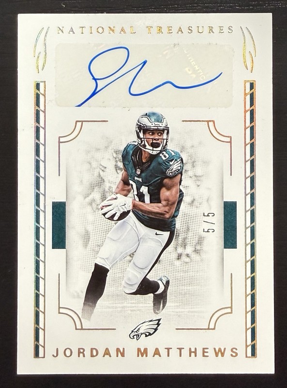 2016 Panini National Treasures Signatures 5/5 Jordan Matthews #68 Auto Bookend