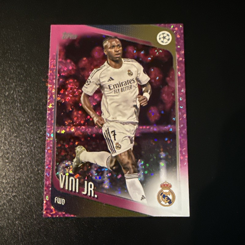 Topps Vinicius Vini Jr. Real Madrid UEFA Champions League Pink Sparkle Foil #115