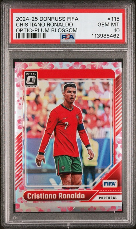 2024-25 PANINI DONRUSS FIFA #115 CRISTIANO RONALDO OPTIC-PLUM BLOSSOM PSA 10