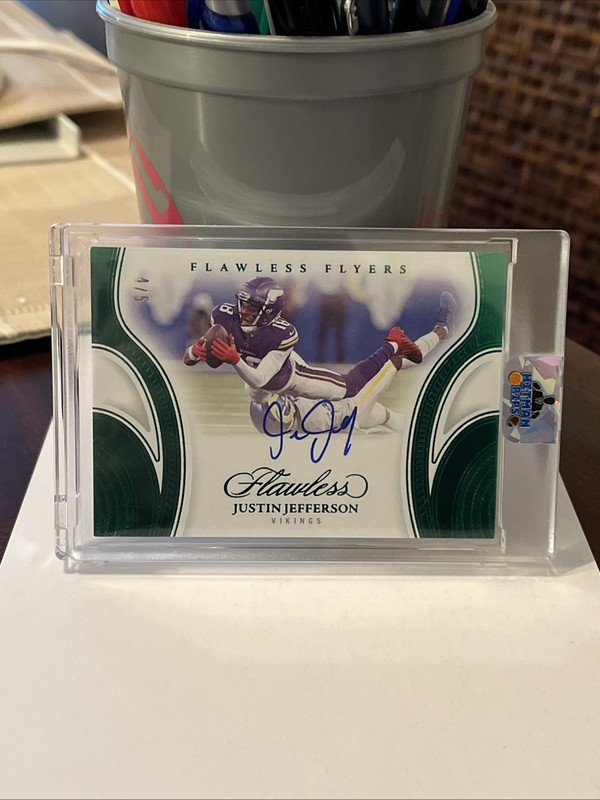 JUSTIN JEFFERSON 2025 PANINI FLAWLESS FLYERS EMERALD AUTOGRAPH VIKINGS AUTO /5