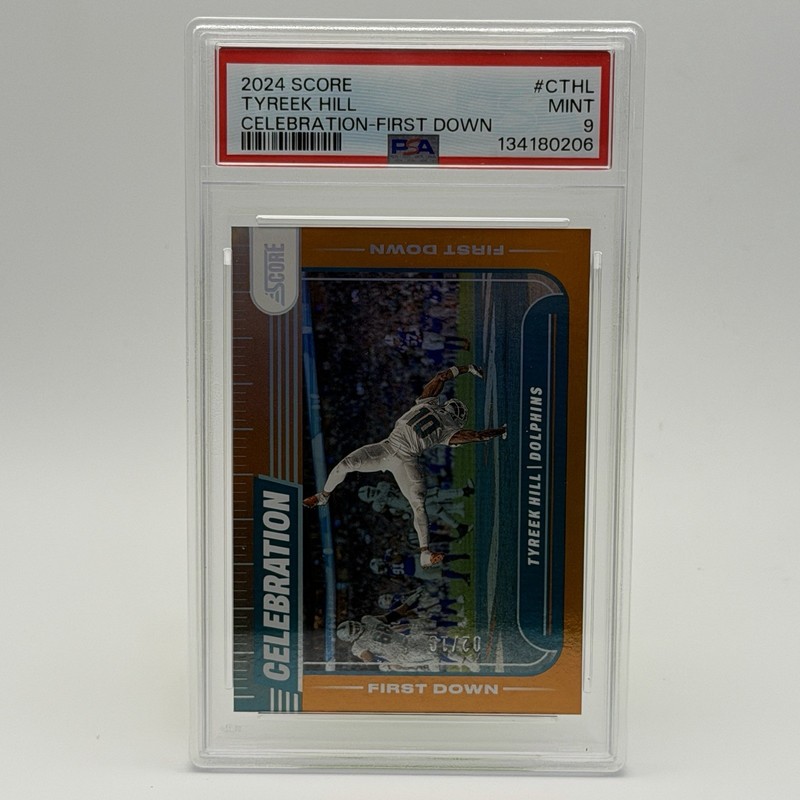2024 Tyreek Hill Numbered /10 Miami Dolphins Celebration-First Down #CTHL PSA 9
