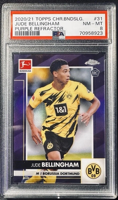 2020 TOPPS CHROME BUNDESLIGA #31 JUDE BELLINGHAM ROOKIE RC 56/299 PSA 8