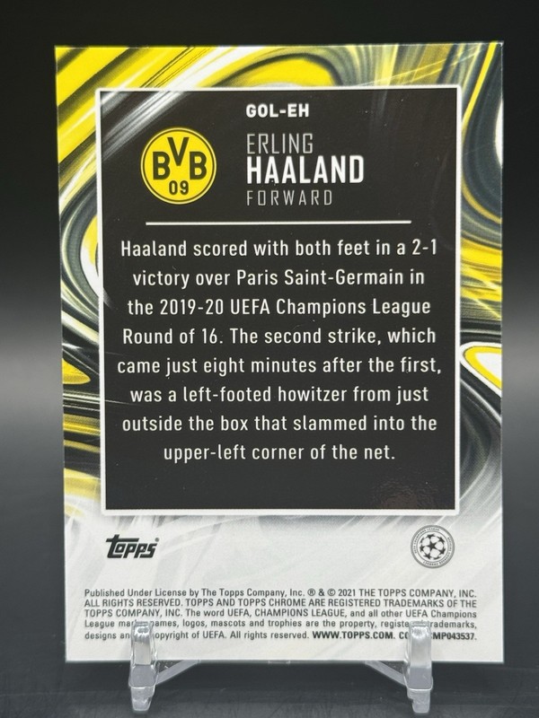 ERLING HAALAND 2020-21 Topps Chrome UEFA Golazo Refractor Dortmund GOL-EH view 2