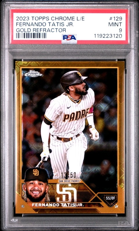 2023 Fernando Tatis Jr. PSA 9 TOPPS CHROME LOGOFRACTOR ED GOLD REFRACTOR /50