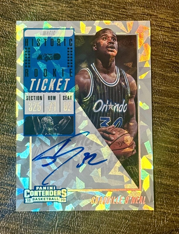 2018 CONTENDERS SHAQUILLE O’NEAL Historic Rookie Ticket Auto Cracked Ice 1/1
