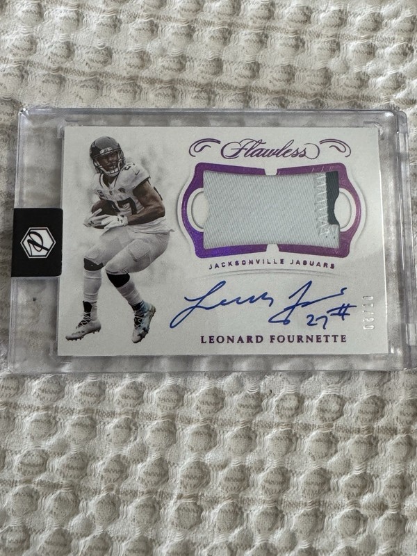 2018 Panini Flawless Patch Autographs Ruby #62 Leonard Fournette Auto Patch 8/10