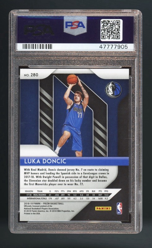 2018 PANINI PRIZM #280 LUKA DONCIC ROOKIE RC PSA 9 view 2