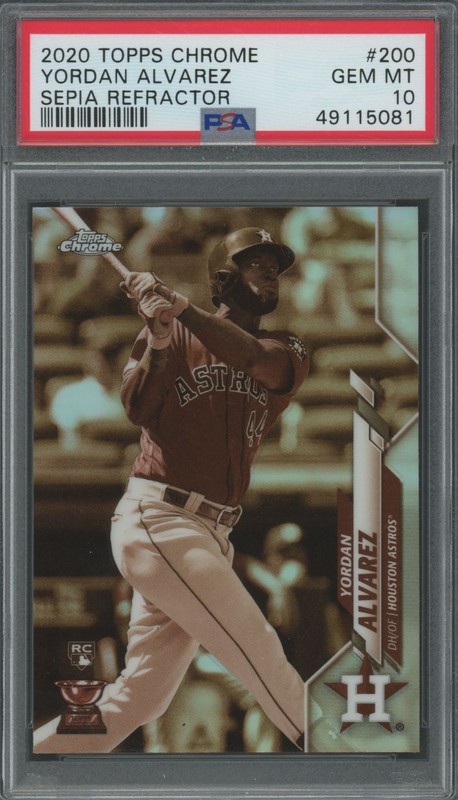 Yordan Alvarez 2020 Topps Chrome Rookie #200 "Sepia Refractor" - PSA 10 - GEM MT