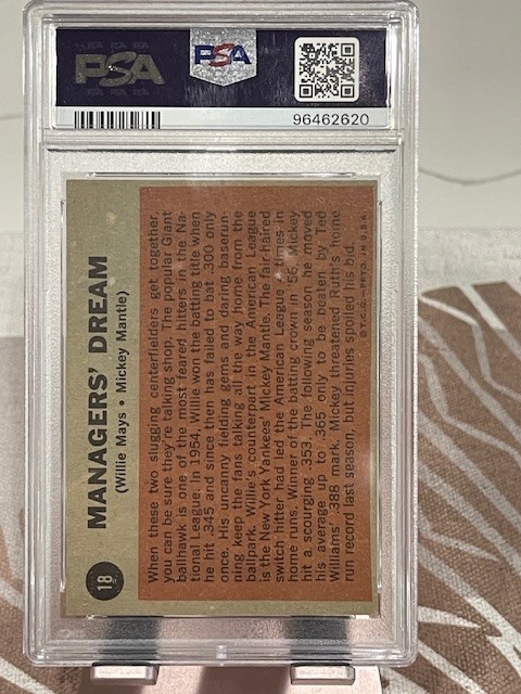 1962 Topps Managers' Dream - Baseball Greats Mickey Mantle/Willie Mays PSA 5!  view 2