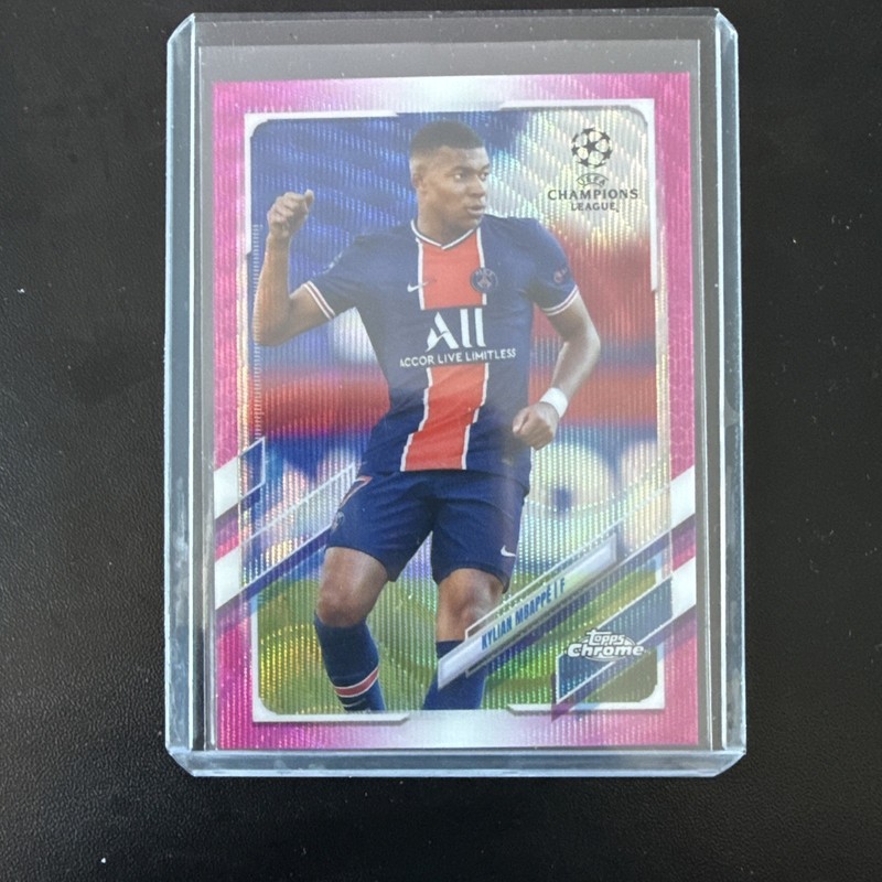 2020-21 Topps Chrome UCL Pink Wave Refractor Kylian Mbappe #95 PSG