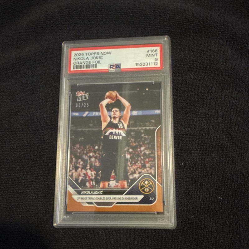 2025 Topps Now Nikola Jokić Nuggets Orange Foil Serial Numbered PSA 9 #166 /25