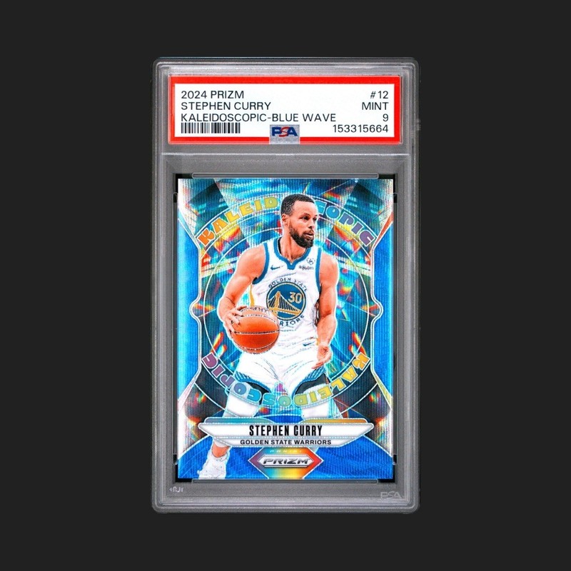Stephen Curry 2024-25 Panini Prizm Kaleidoscopic 12 Blue Wave /175 PSA 9
