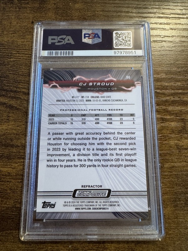 2023 Topps Composite - Resurgence Rookies C.J. Stroud #98 Refractor (RC) PSA 10 view 2