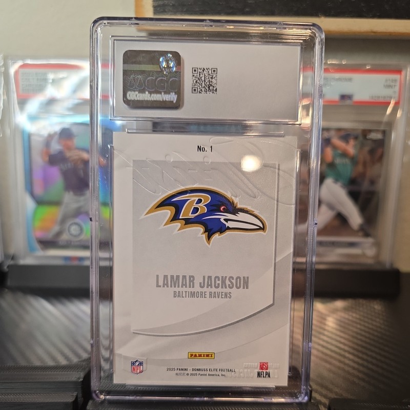 2025 Donruss Elite Lamar Jackson ELITIST Blue /75 ~ CGC 9 Mint Baltimore Ravens view 2