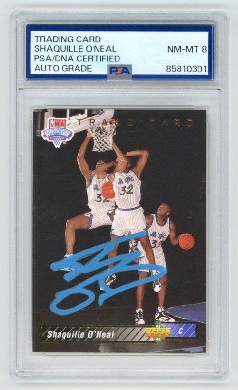 SHAQ SHAQUILLE O'NEAL Signed 1992 UD Upper Deck Trade ROOKIE Card + PSA Auto