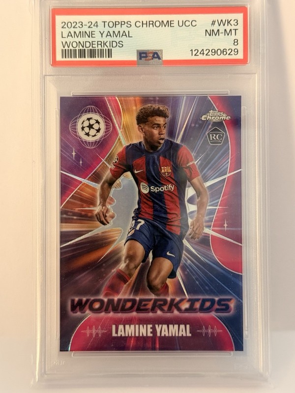 2023 Topps Chrome UEFA Wonderkids Lamine Yamal ROOKIE #3 PSA 8 NM-MT
