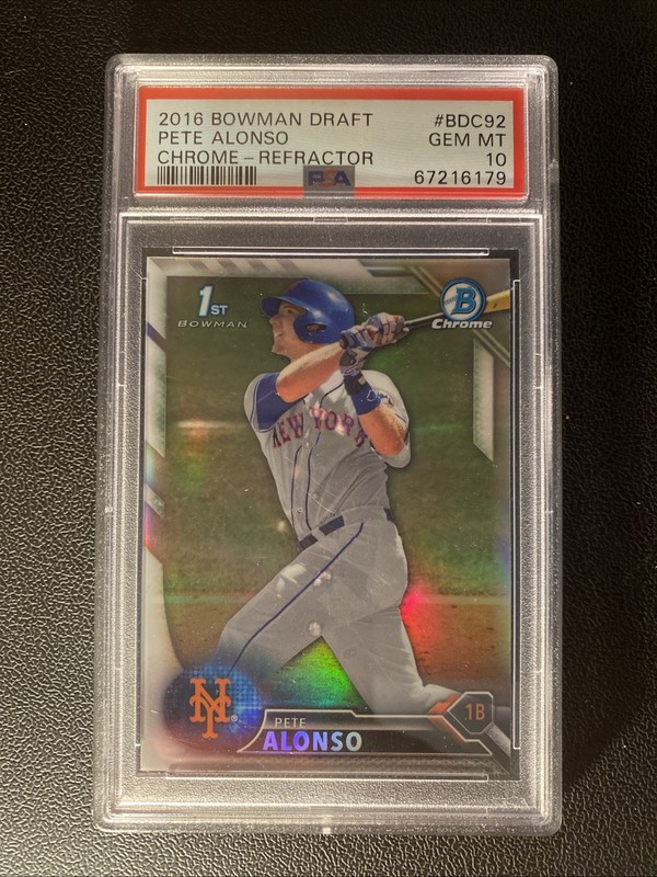 PETE ALONSO 2016 BOWMAN DRAFT CHROME REFRACTOR RC PSA 10